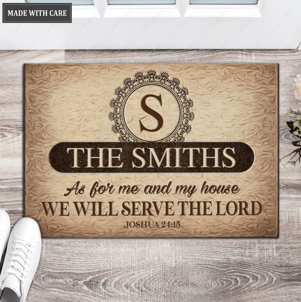 Luvingrace L112 Vintage Monogram Collection As For My House Personalized Doormat