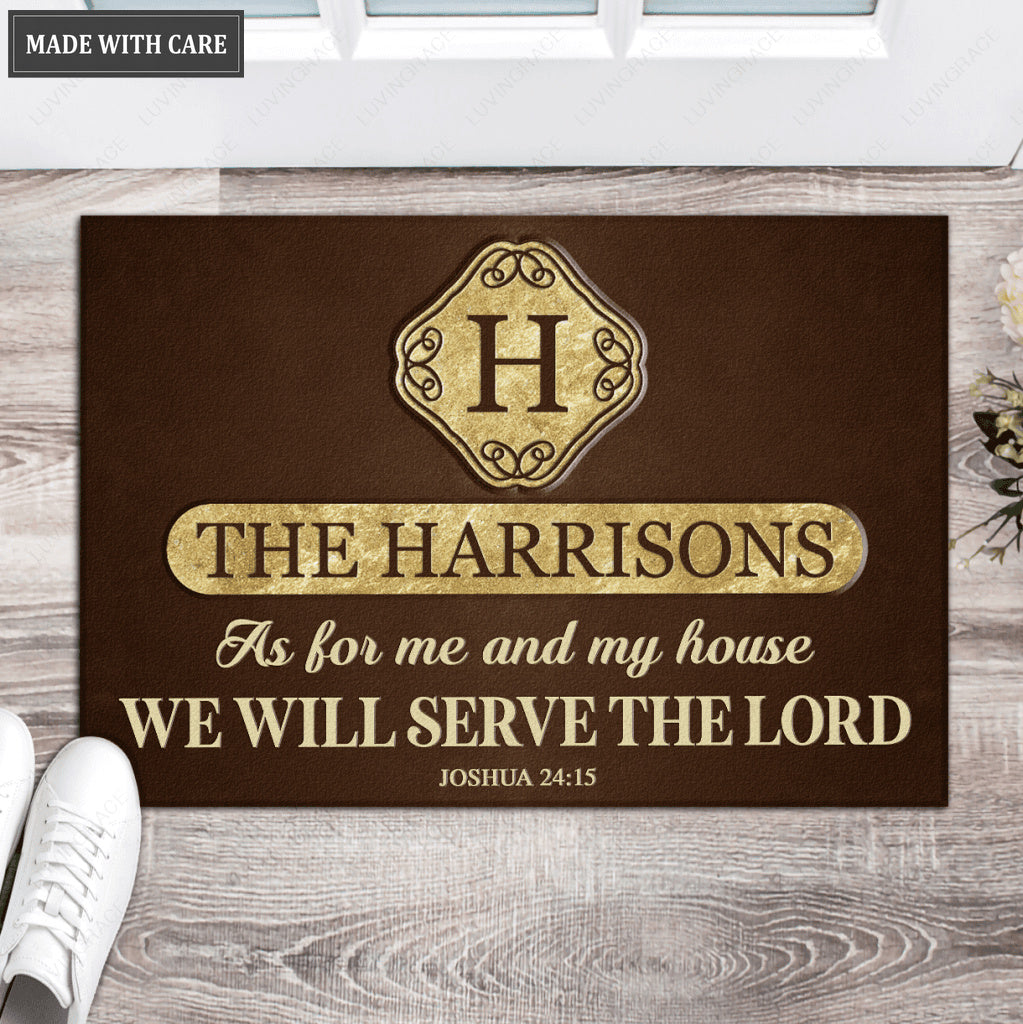 Luvingrace L113 Vintage Monogram Collection As For My House Personalized Doormat