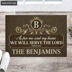 Luvingrace L114 Vintage Monogram Collection As For My House Personalized Doormat