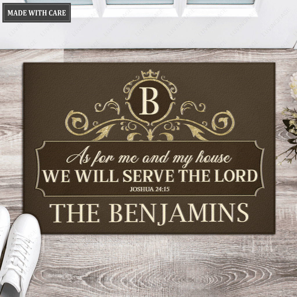 Luvingrace L114 Vintage Monogram Collection As For My House Personalized Doormat