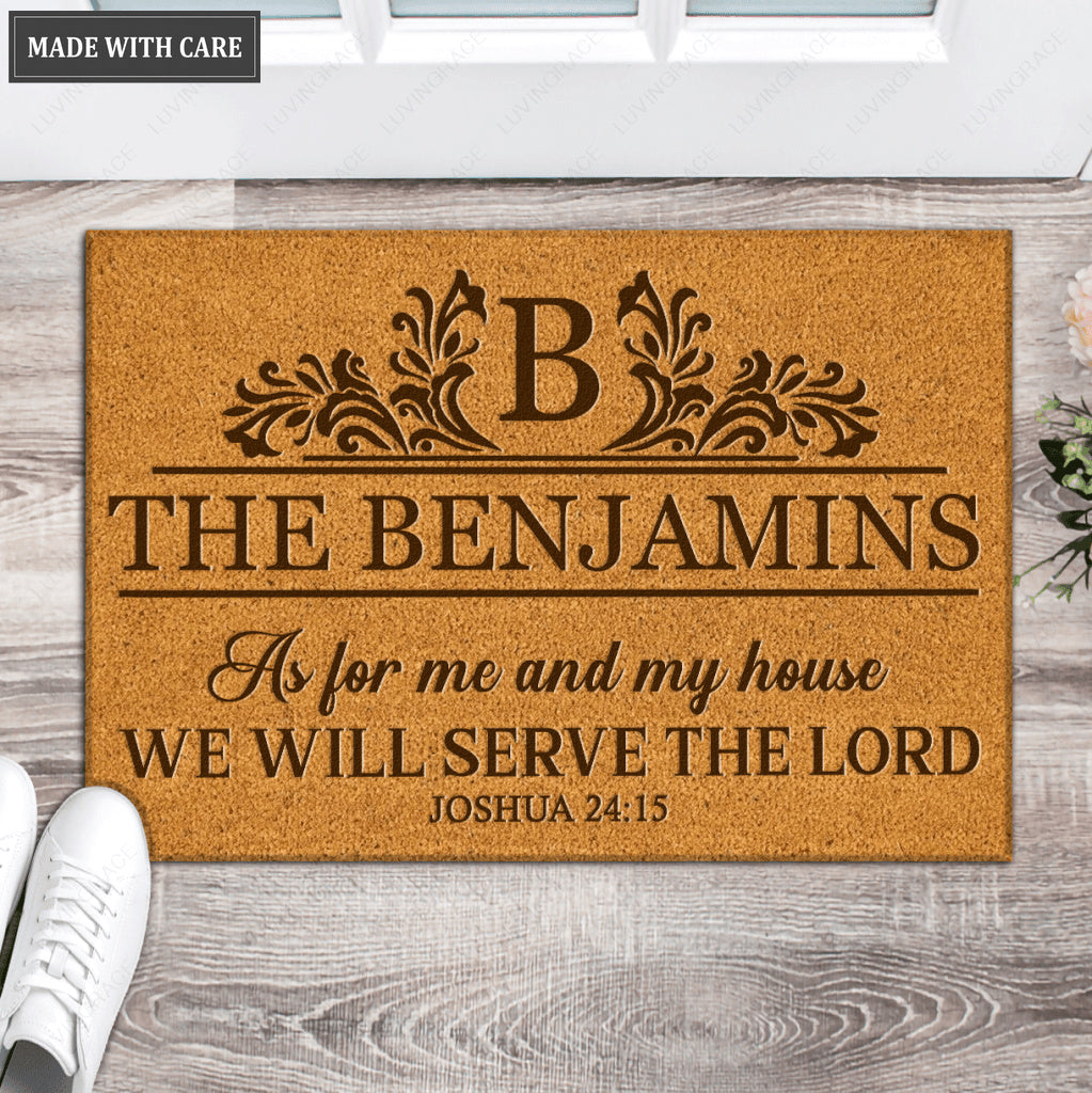 Luvingrace L116 Vintage Monogram Collection As For My House Personalized Doormat