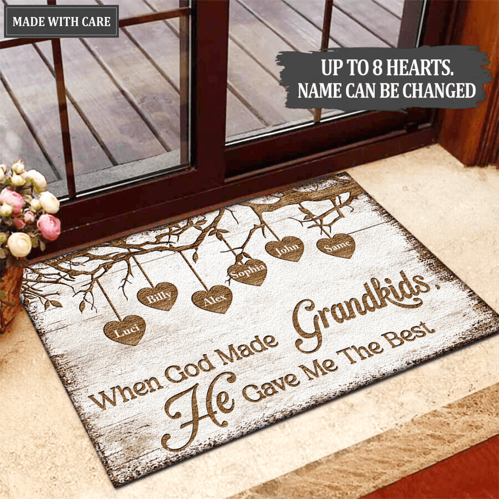 When God Made Grandkids He Gave Me The Best Personalized Doormat