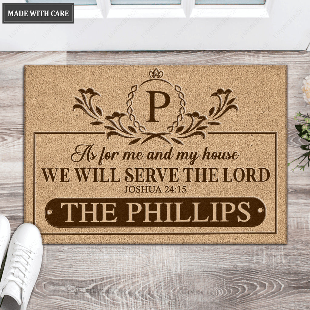Luvingrace L117 Vintage Monogram Collection As For My House Personalized Doormat