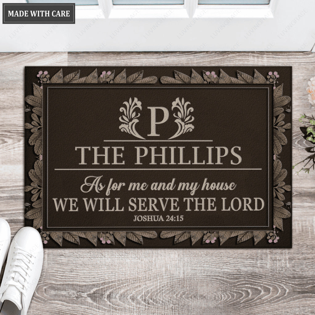 Luvingrace L118 Vintage Monogram Collection As For My House Personalized Doormat