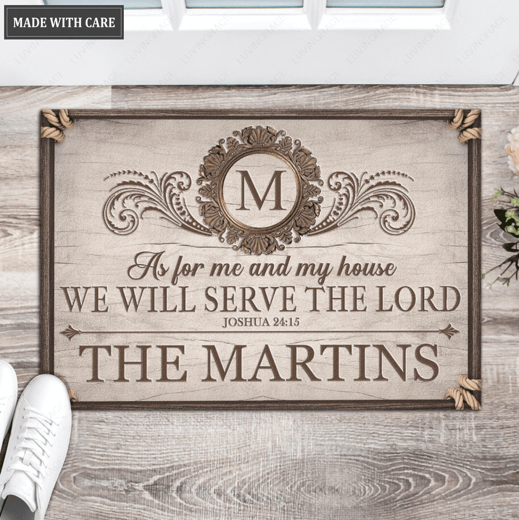 Luvingrace L119 Vintage Monogram Collection As For My House Personalized Doormat