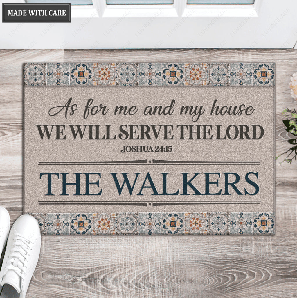 Luvingrace L120 Vintage Monogram Collection As For My House Personalized Doormat