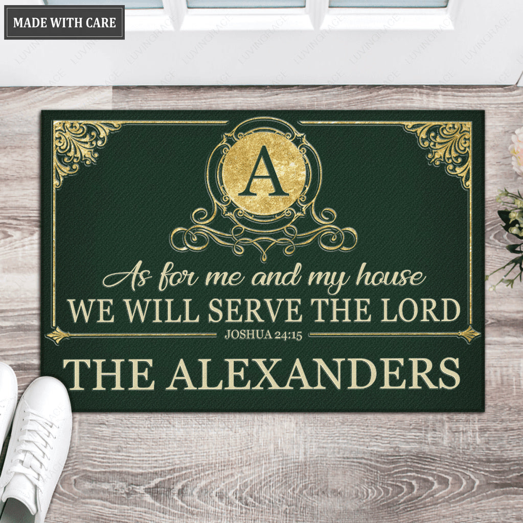Luvingrace L121 Royal Monogram Collection As For My House Personalized Doormat