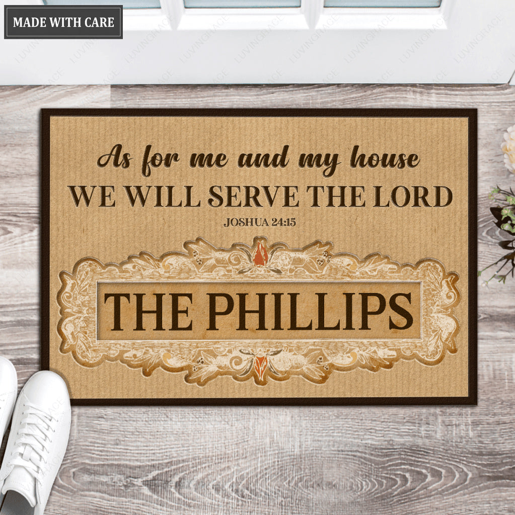 Luvingrace L122 Vintage Monogram Collection As For My House Personalized Doormat