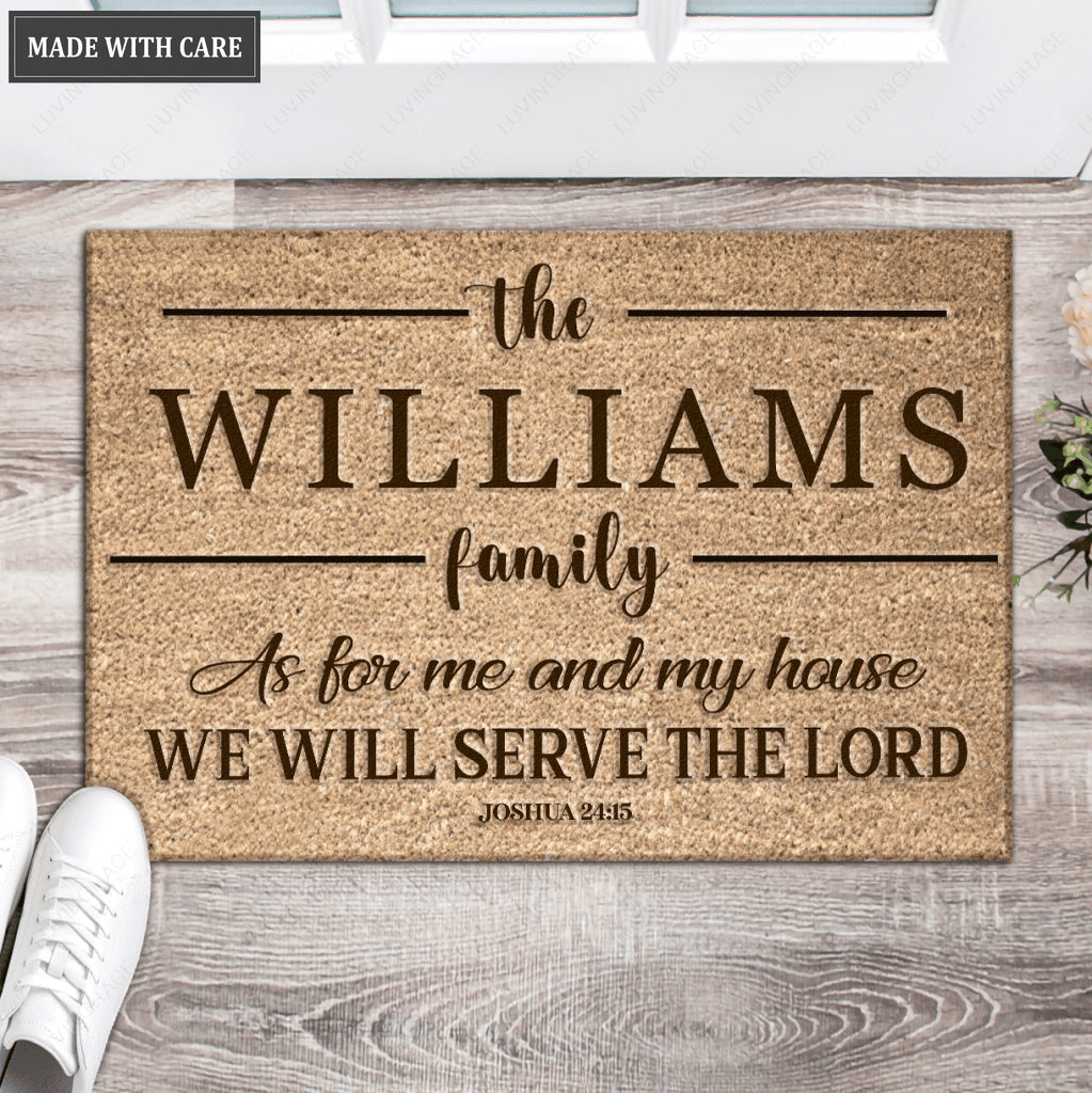 Luvingrace L123 Vintage Monogram Collection As For My House Personalized Doormat
