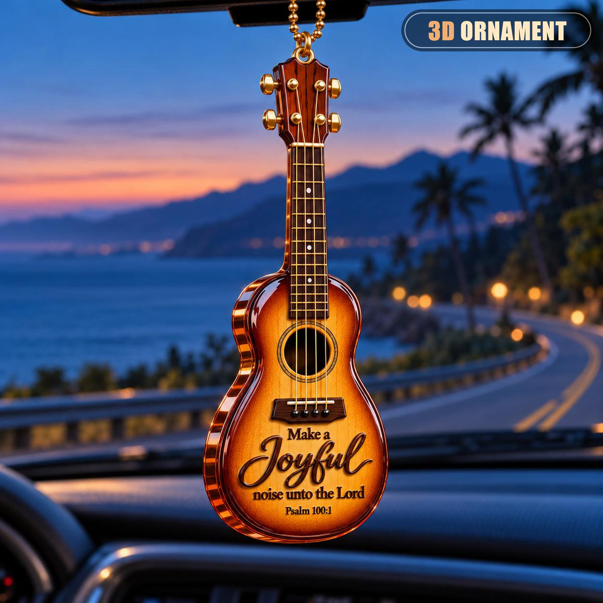 Make a Joyful Noise Unto the Lord – Christian Faith 3D Guitar Ornament, Gift for Music Lovers