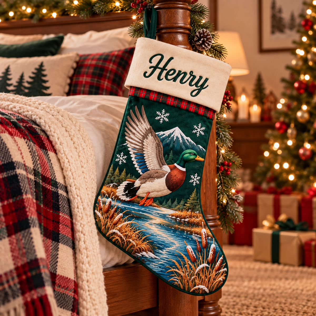 Personalized Name Mallard Duck Christmas Stocking – Hunting Christmas Gift for Hunters