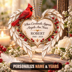 Personalized Name & Years Cardinal Angel Wings Memorial Ornament – Sympathy Gift for Loss of Loved One