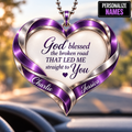 Personalized Heart Couple Ornament  - Custom Names God Blessed Heart Car Ornament Gift for Couples, Anniversary Gifts for Husband & Wife