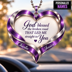 Personalized Heart Couple Ornament  - Custom Names God Blessed Heart Car Ornament Gift for Couples, Anniversary Gifts for Husband & Wife