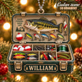 3D Raised Personalized Fishing Tackle Box Christmas Ornament