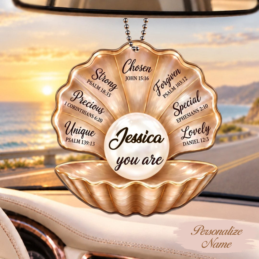 Personalized Name Pearl in Seashell Ornament - Inspirational Gift for women