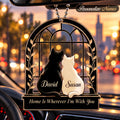 Personalized Names Home Is Wherever I'm With You Black and White Cat Couple Car Ornament