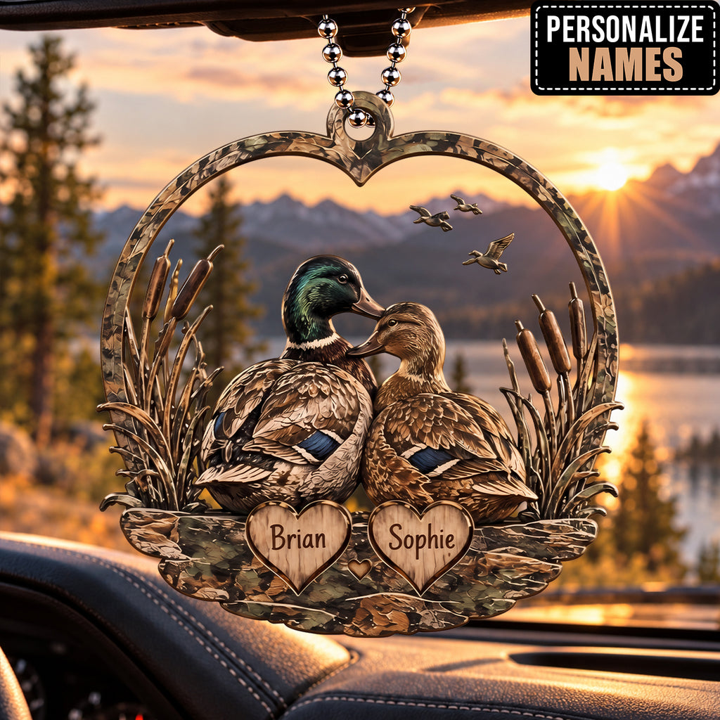Personalized Names Camo Duck Couple Ornament - Anniversary Gift