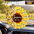 Personalized Names You Are Butterflies and Sunflower Car Ornament - Faith Gift for Her