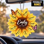 Personalized Sunflower Christian Ornament - Custom Name You Are Strong Sunflower Car Ornament -Inspirational Gift for Her