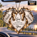 Couple Horse Heart God Blessed Personalized Ornament - Custom Names Horse Couple Heart Car Ornament Gift for Couples, Anniversary Gifts for Husband & Wife
