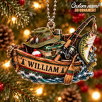 3D Raised Personalized Fishing Boat Christmas Ornament