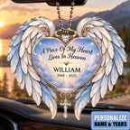 Personalized Name & Year A Piece of My Heart Lives in Heaven Ornament - Memorial Gift for Loved One