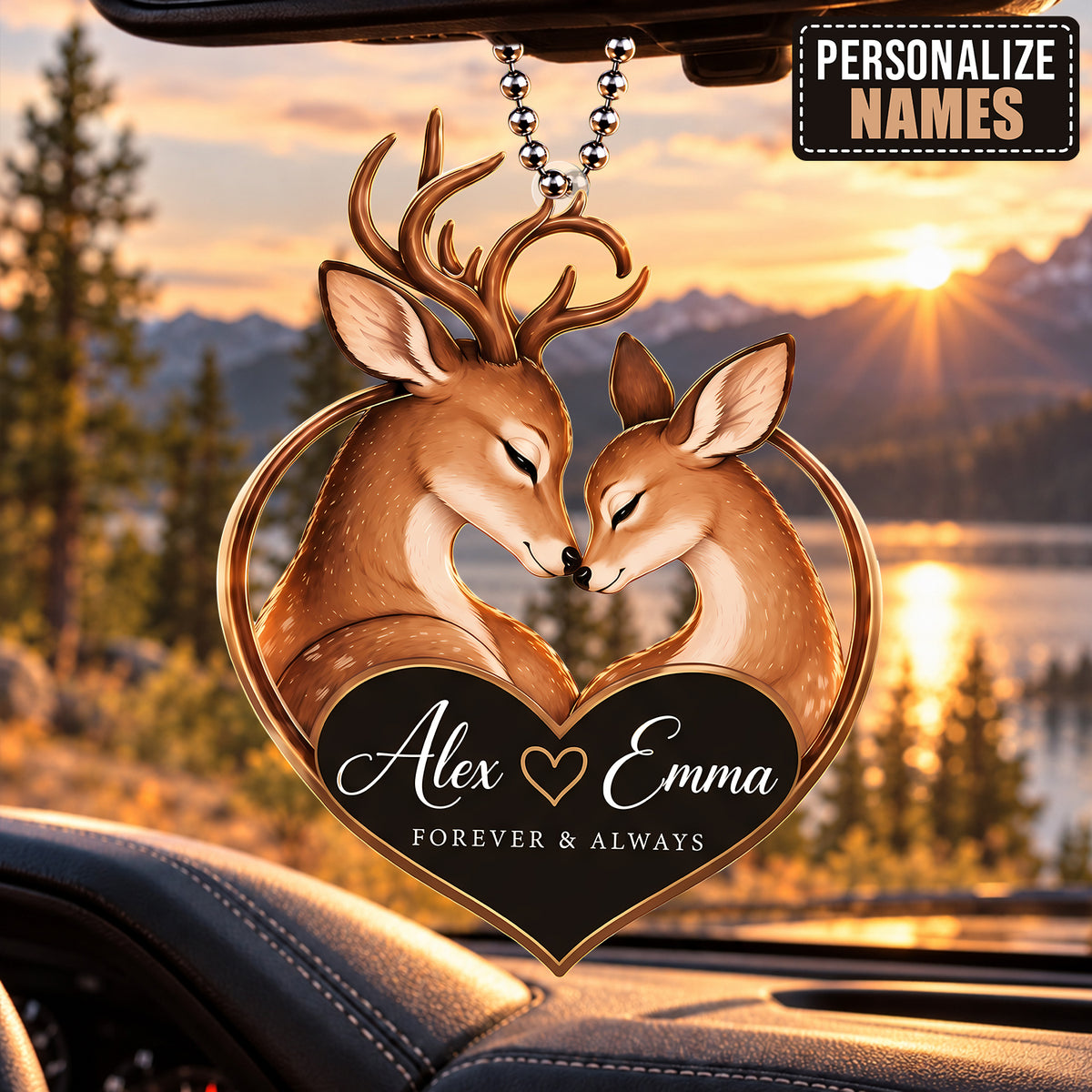 Personalized Names Forever & Always Deer Couple Ornament – Anniversary Gift