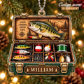 3D Raised Personalized Bass Fishing Tackle Box Christmas Ornament