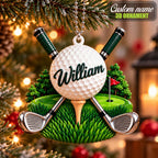 3D Raised Personalized Golf Ball Christmas Ornament