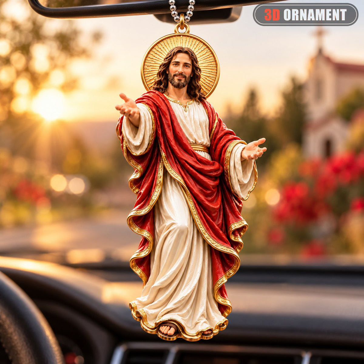 3D Raised Red Robe Religious Jesus the Savior Ornament