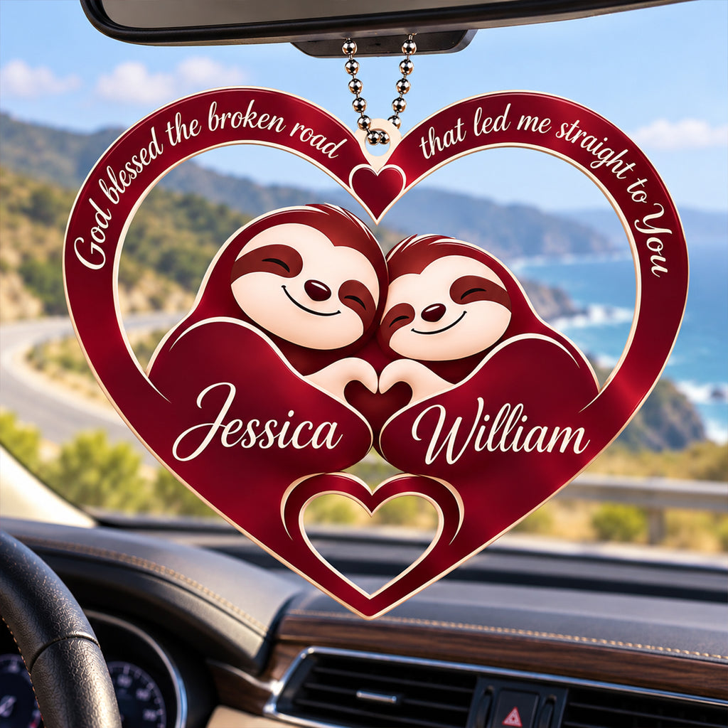 Personalized Names God Blessed Our Journey Sloth Ornament – Christian Couple Gift