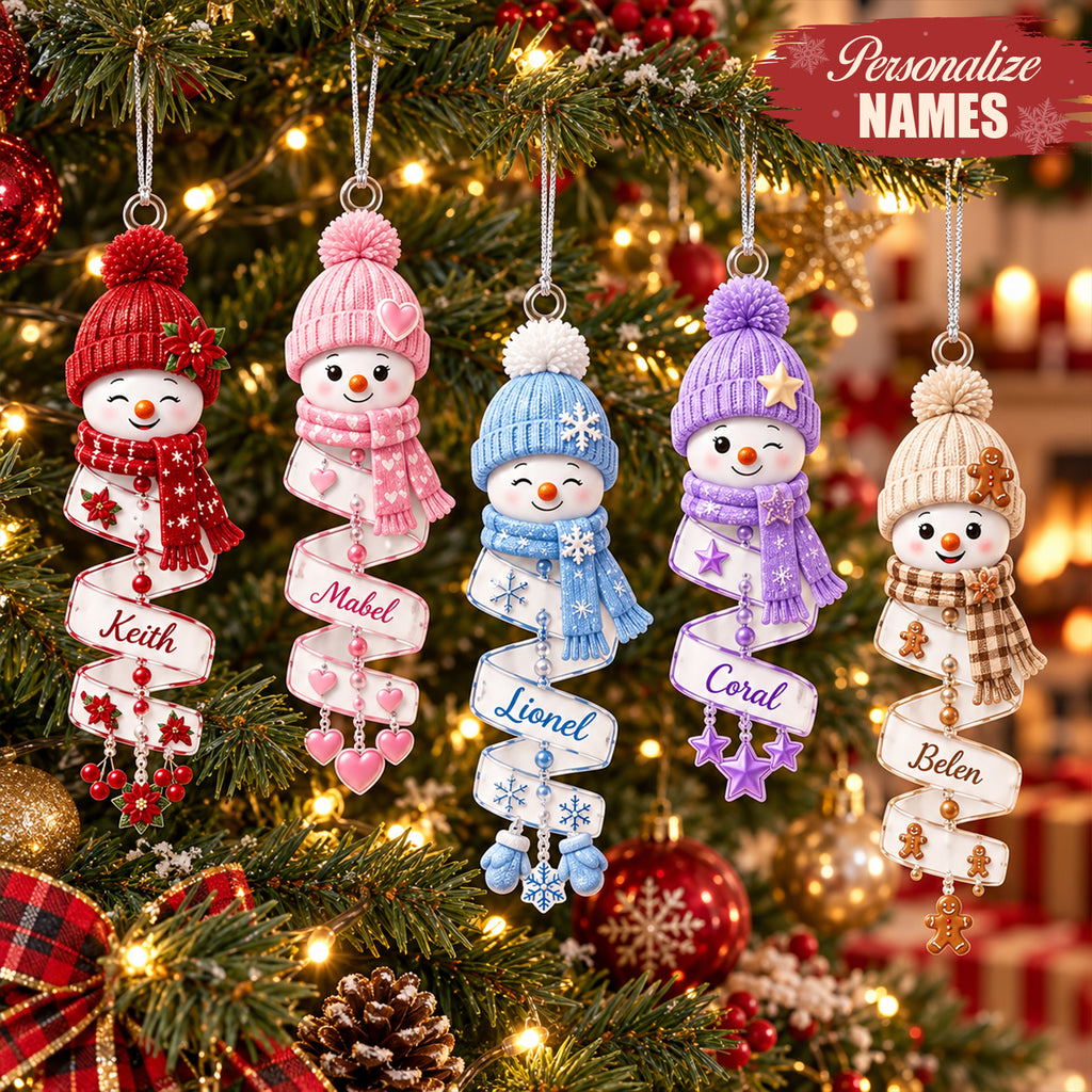 Personalized Name Snowman Xmas Ornament - Christmas Gift for Him & Her
