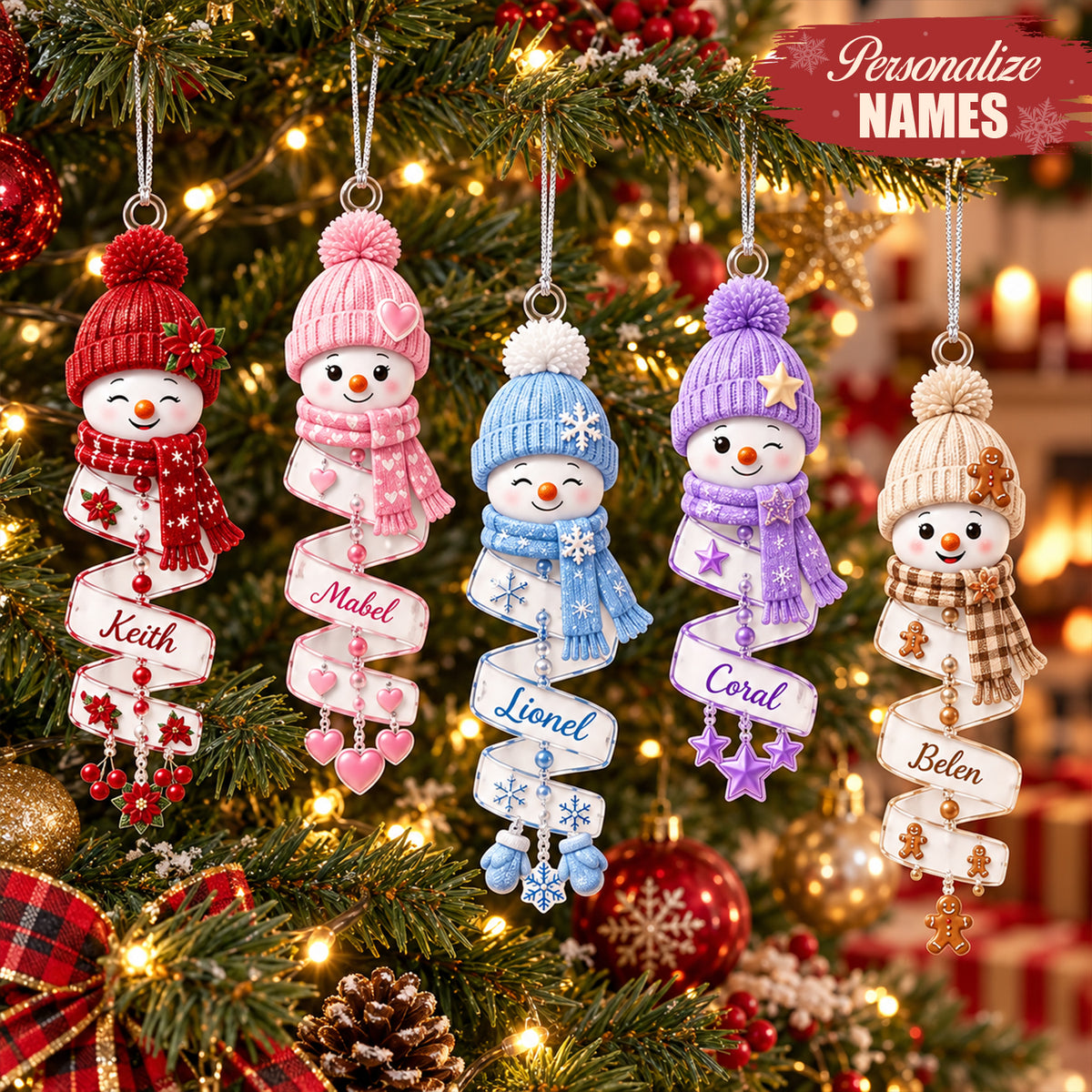 Personalized Name Snowman Xmas Ornament - Christmas Gift for Him & Her
