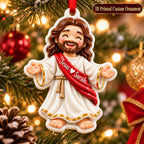 3D Raised Personalized Jesus Christmas Ornament - Christian Religious Gift