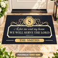 Personalized Elegant Family Home Serve The Lord Doormat - Housewarming Gift, Wedding Gift