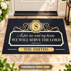 Personalized Elegant Family Home Serve The Lord Doormat - Housewarming Gift, Wedding Gift