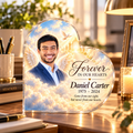 Personalized Memorial Photo Heart Acrylic Plaque – Forever in Our Hearts Sympathy Gift