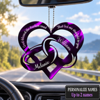 Purple Couple Rings God Blessed Personalized Ornament