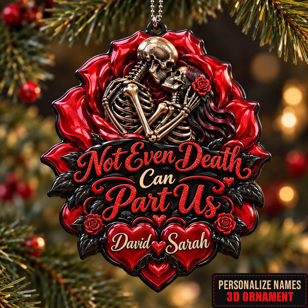 3D Raised Personalized Skeleton Couple Ornament – Anniversary Gift