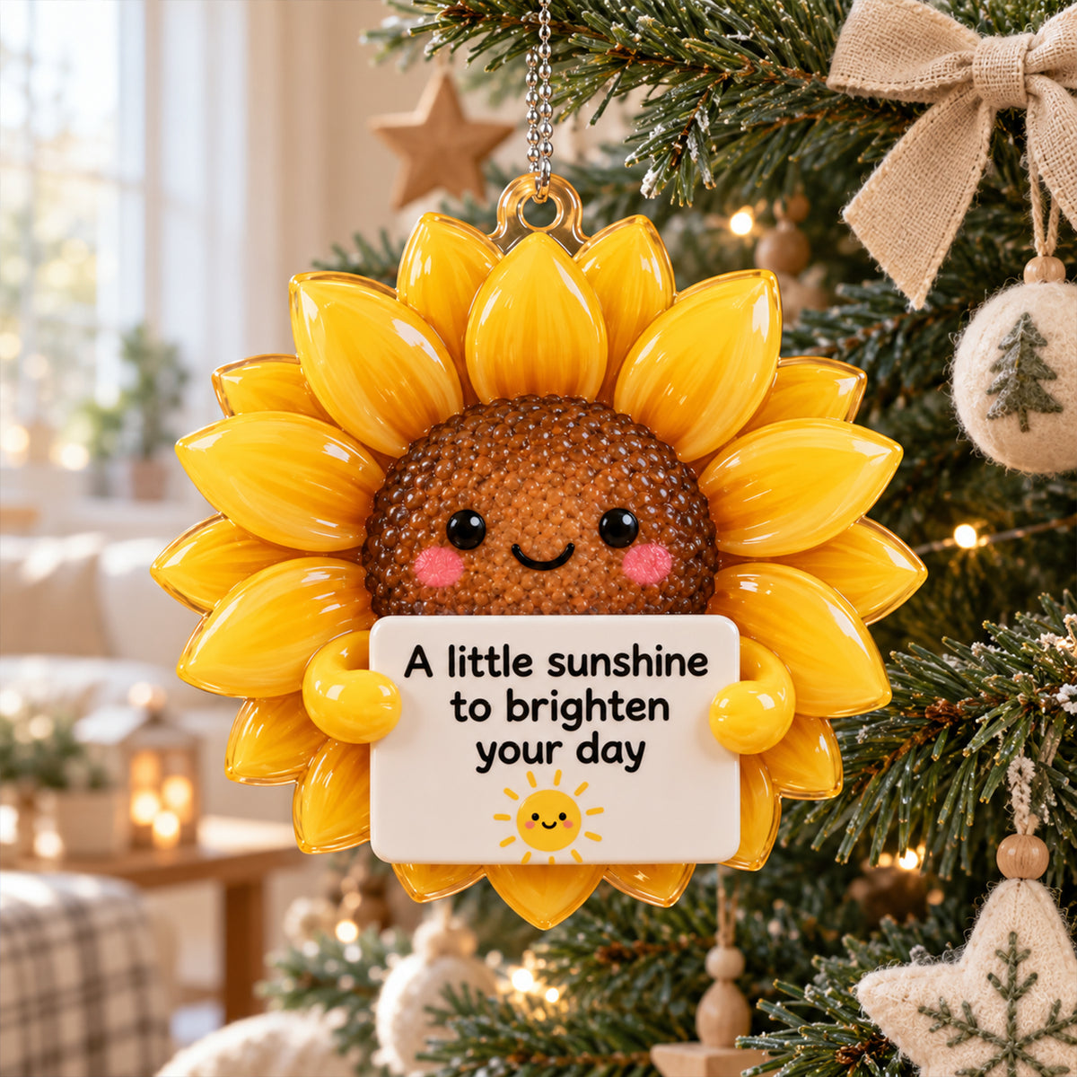3D Raised Cute Sunflower Christmas Ornament – A Little Sunshine Gift