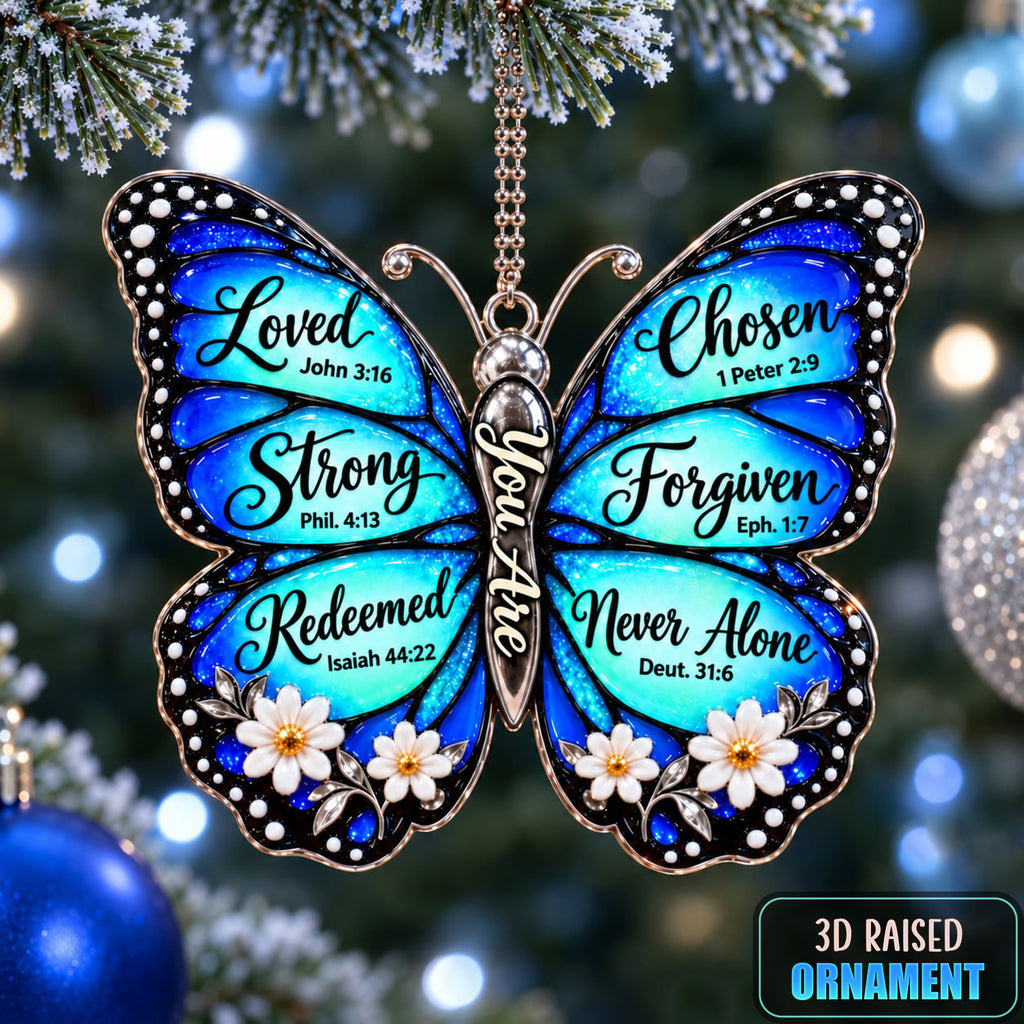 3D Raised Christian Butterfly Christmas Ornament