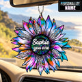 Personalized Name You Are Beautiful Sunflower Car Ornament - Inspirational Gift for Her