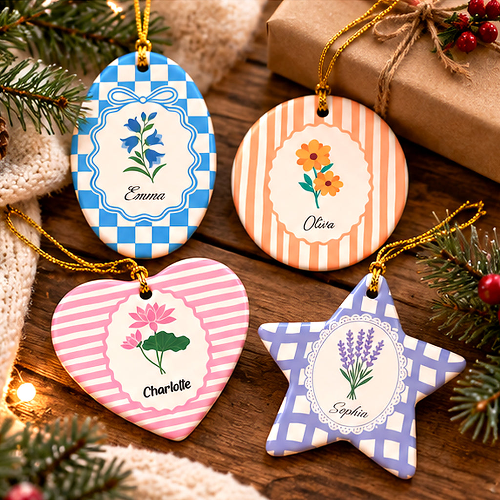 Personalized Ceramic Birth Flower Ornament