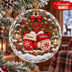 Personalized Christmas Mittens Couple Ornament – Custom Names Romantic Gift