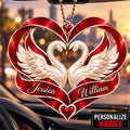 Personalized Names Swan Couple Heart Car Ornament – Anniversary Keepsake