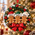 Personalized Gingerbread Family Christmas Wreath 3D Ornament – Custom Names Christmas Gift