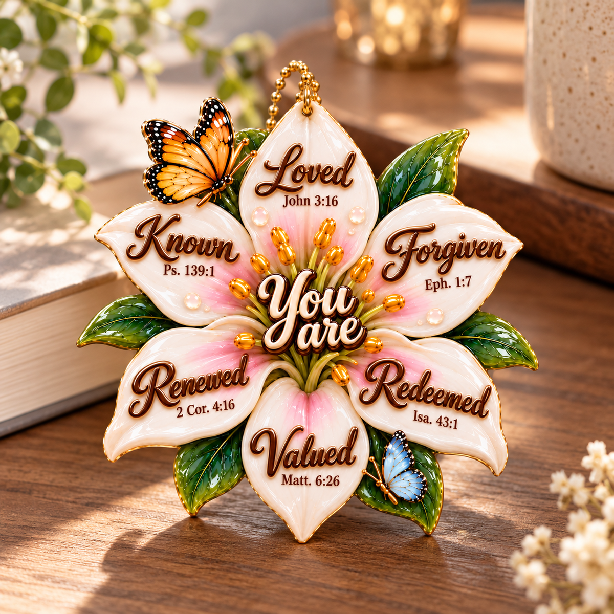 You Are Loved 3D Lily Flower Ornament – Christian Faith Gift