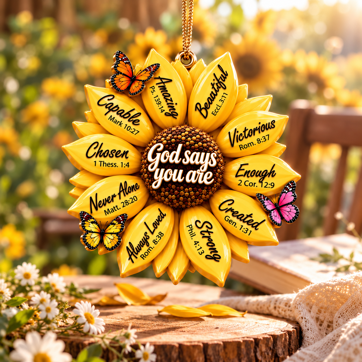 God's Promises to You – 3D Sunflower Ornament