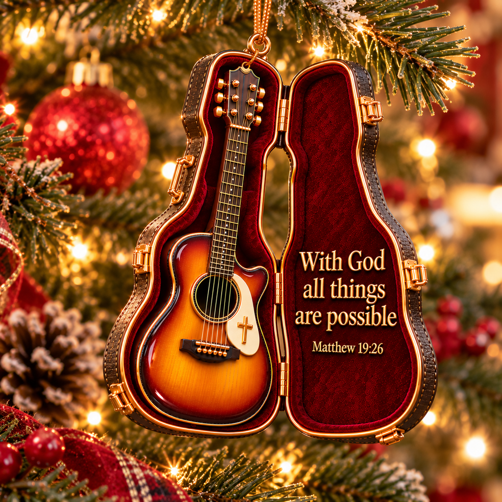3D With God All Things Are Possible Guitar Case Ornament